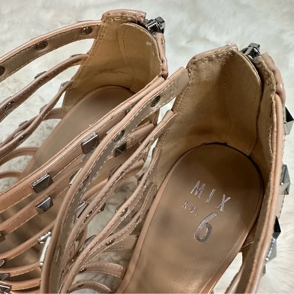 Mix No. 6 Danela Pumps Sugar Maple Beige Studded Straps Stiletto Heels Size 9 - Picture 9 of 10